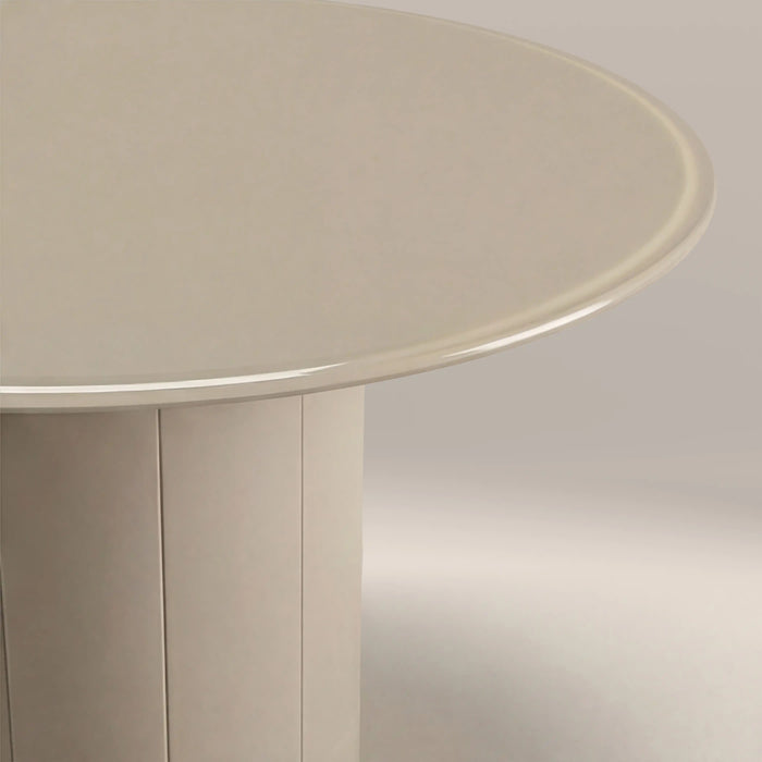 Flore 4 Seat Round Dining Table Soft Ecru Glass & High Gloss Ecru