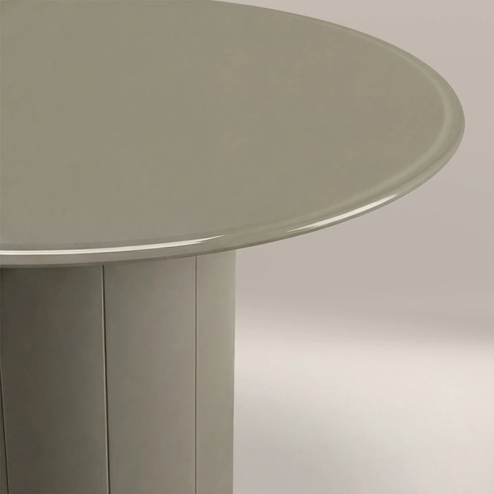 Flore 4 Seat Round Dining Table Sage Green Glass & High Gloss Sage Green