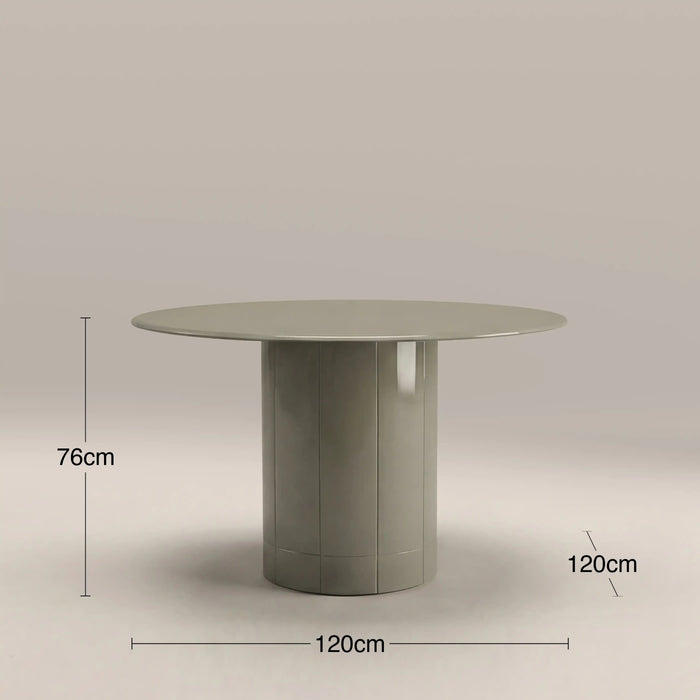 Flore 4 Seat Round Dining Table Sage Green Glass & High Gloss Sage Green