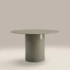 Flore 4 Seat Round Dining Table | Sage Green Glass & High Gloss Sage Green