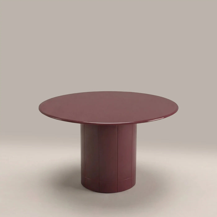 Flore 4 Seat Round Dining Table Cherry Red Glass & High Gloss Cherry Red
