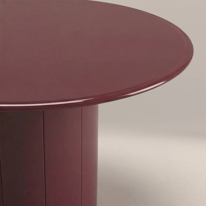 Flore 4 Seat Round Dining Table Cherry Red Glass & High Gloss Cherry Red
