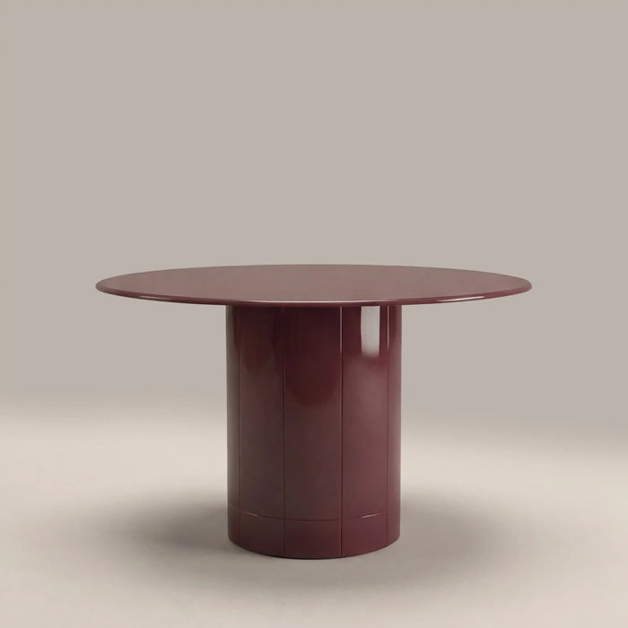 Flore 4 Seat Round Dining Table Cherry Red Glass & High Gloss Cherry Red