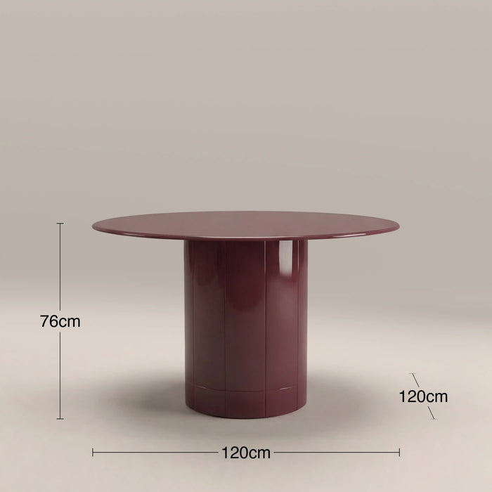 Flore 4 Seat Round Dining Table Cherry Red Glass & High Gloss Cherry Red