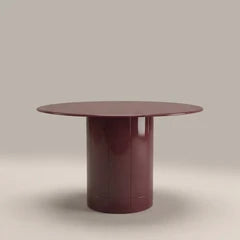 Flore 4 Seat Round Dining Table | Cherry Red Glass & High Gloss Cherry Red