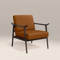 Lola Accent Chair | Tuscan Tan Faux Leather & Dark Walnut
