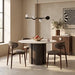 Maui 4 Seat Round Dining Table | White Honed Marble Effect Stone & Smoked Grey Oak