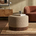 Oberon Footstool | Speckled Cappuccino Boucle & Walnut