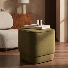 Soho Pouffe | Moss Green Sustainable Mohair Velvet