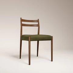 Caleb Wooden Dining Chair | Moss Green Sustainable Mohair Velvet & Walnut