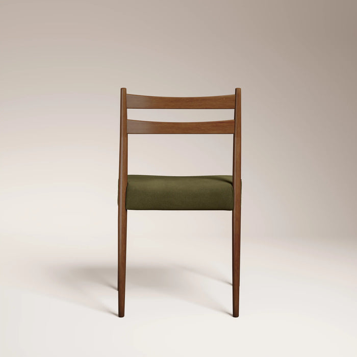 Caleb Wooden Dining Chair | Moss Green Sustainable Mohair Velvet & Walnut