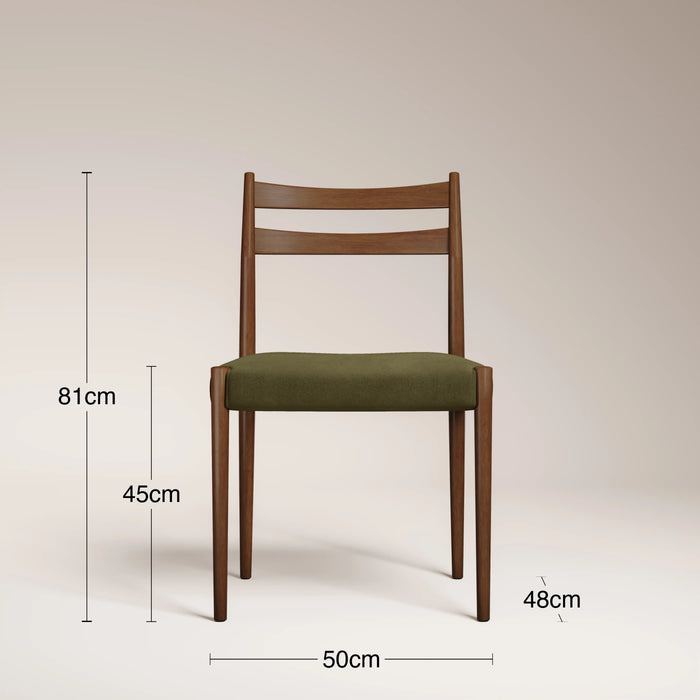 Caleb Wooden Dining Chair | Moss Green Sustainable Mohair Velvet & Walnut