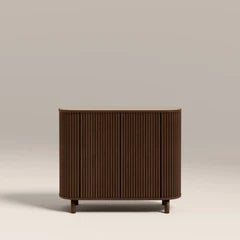 Santana 2 Door Sideboard | Natural Travertine Effect Sintered Stone & Smoked Walnut