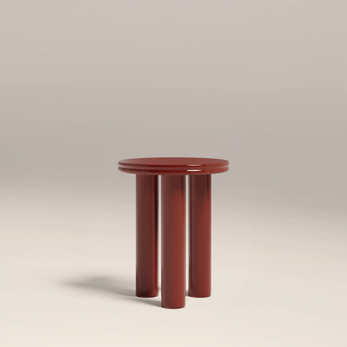 Raphael Round Side Table High Gloss Burgundy