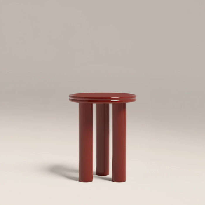 Raphael Round Side Table High Gloss Burgundy