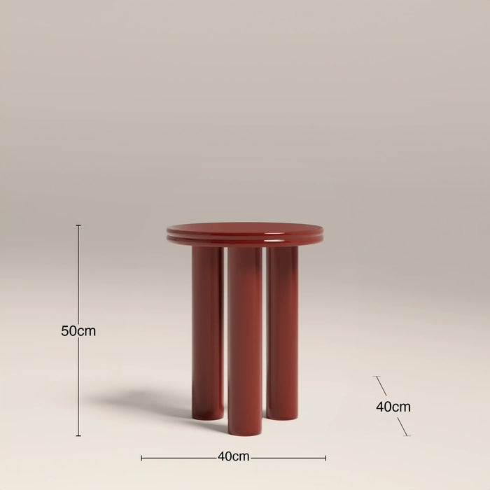 Raphael Round Side Table High Gloss Burgundy
