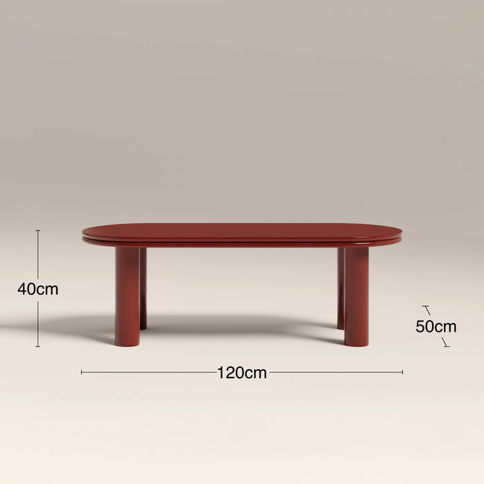 Raphael Oval Coffee Table High Gloss Burgundy
