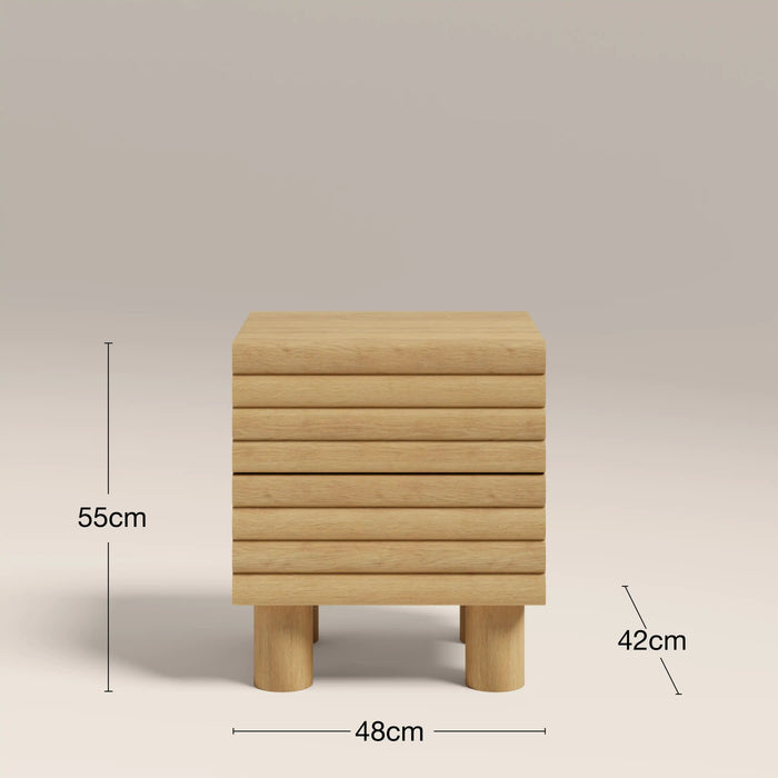 Raphael 2 Drawer Square Wooden Bedside Table Oak