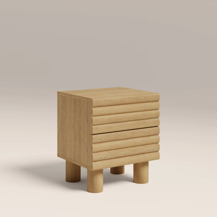 Raphael 2 Drawer Square Wooden Bedside Table Oak