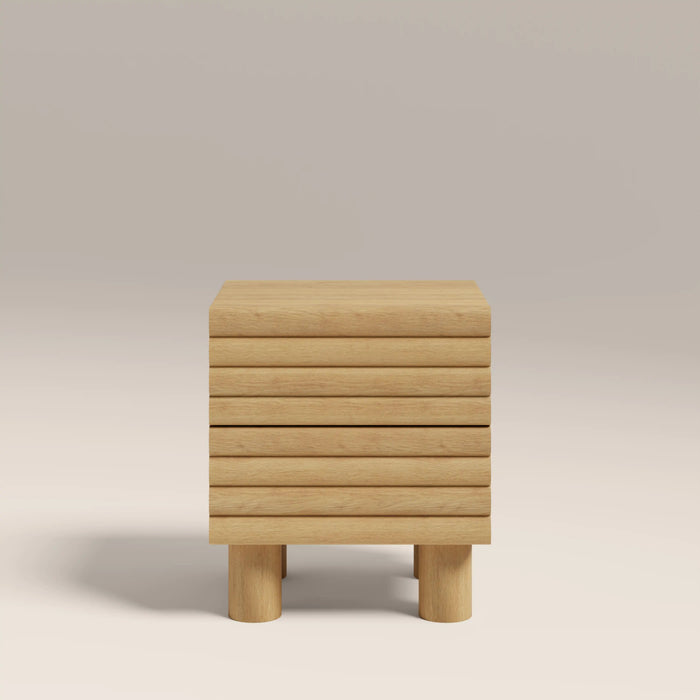 Raphael 2 Drawer Square Wooden Bedside Table Oak
