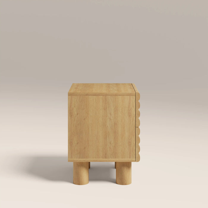 Raphael 2 Drawer Square Wooden Bedside Table Oak