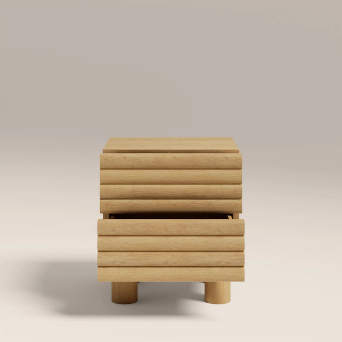 Raphael 2 Drawer Square Wooden Bedside Table Oak