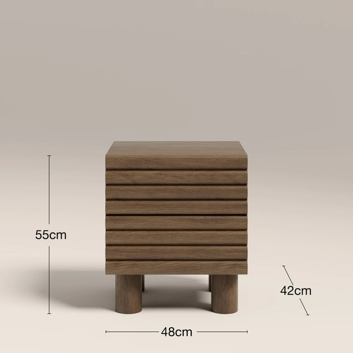 Raphael 2 Drawer Square Wooden Bedside Table Walnut