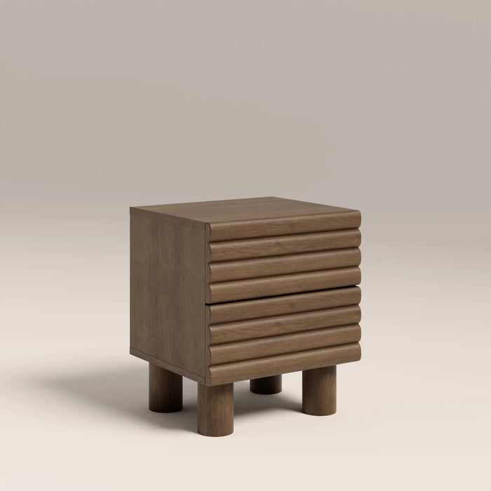 Raphael 2 Drawer Square Wooden Bedside Table Walnut
