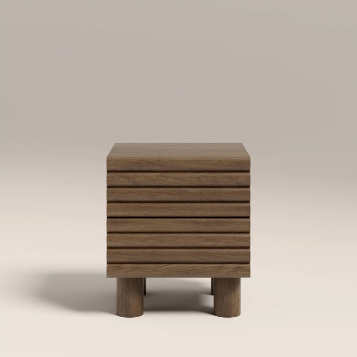 Raphael 2 Drawer Square Wooden Bedside Table Walnut
