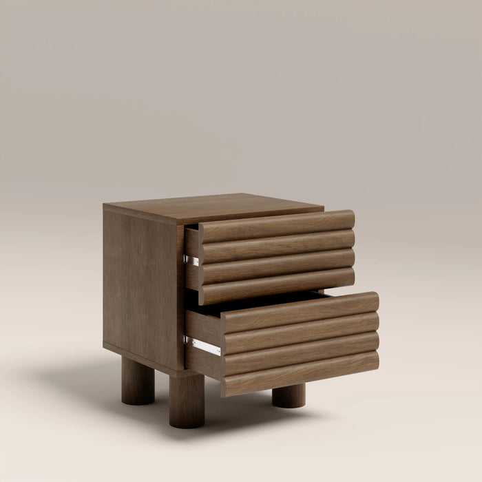 Raphael 2 Drawer Square Wooden Bedside Table Walnut