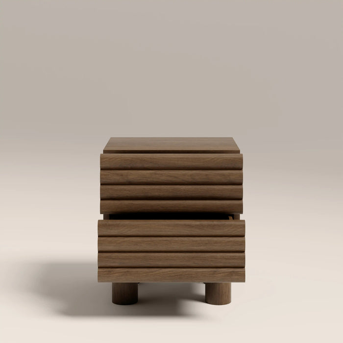Raphael 2 Drawer Square Wooden Bedside Table Walnut