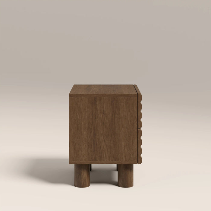 Raphael 2 Drawer Square Wooden Bedside Table Walnut