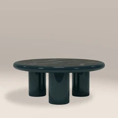 Carson Round Coffee Table | Emerald Green Marble & High Gloss Emerald Green