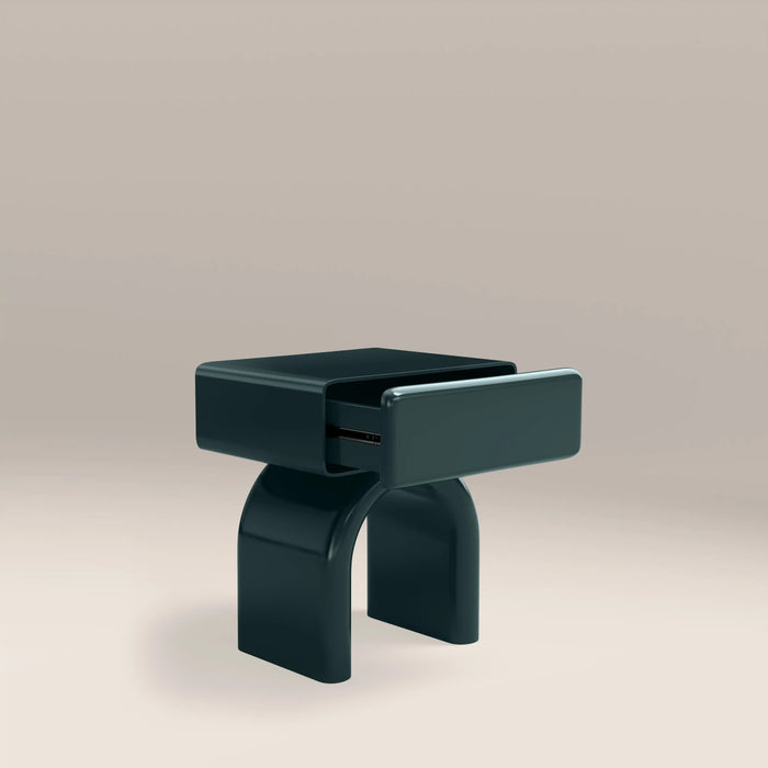 Kudo 1 Drawer Rectangle Bedside Table High Gloss Emerald Green