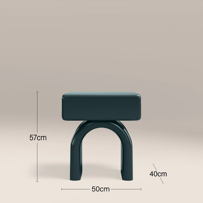 Kudo 1 Drawer Rectangle Bedside Table High Gloss Emerald Green