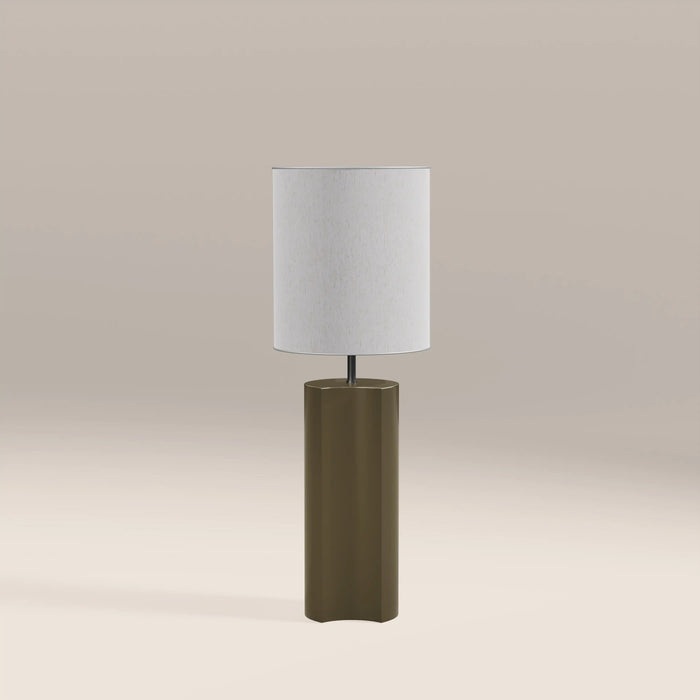 Milad Table Lamp Natural Linen & High Gloss Clay Green