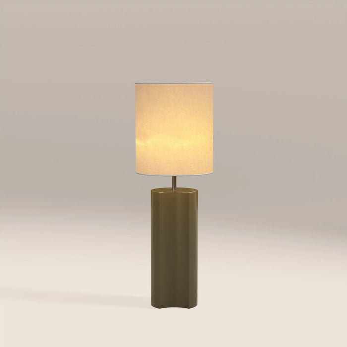 Milad Table Lamp Natural Linen & High Gloss Clay Green