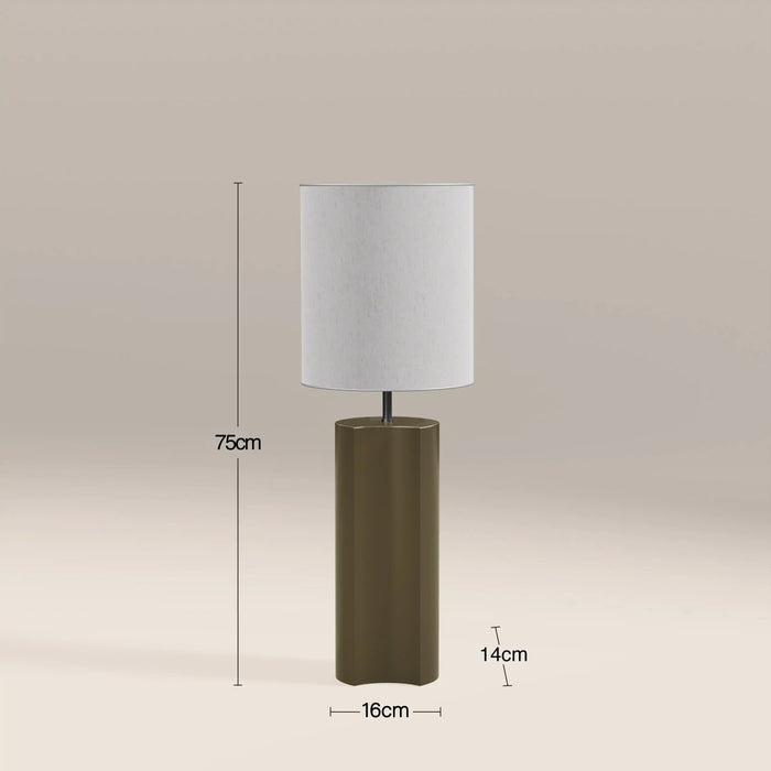 Milad Table Lamp Natural Linen & High Gloss Clay Green