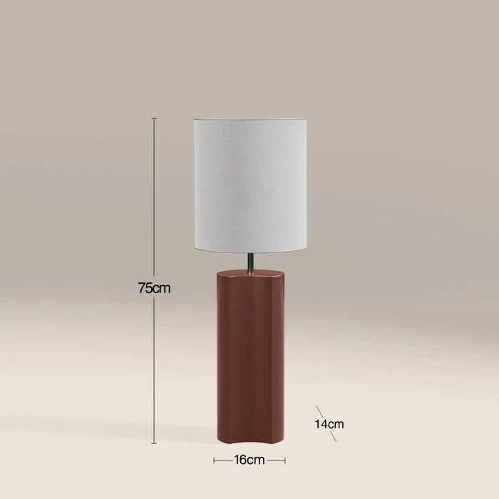 Milad Table Lamp Natural Linen & High Gloss Burgundy