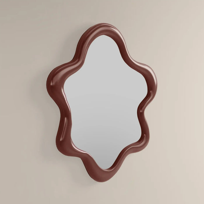 Lenny Wavy Wall Mirror 100x83 cm High Gloss Burgundy