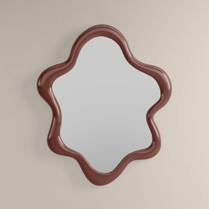Lenny Wavy Wall Mirror 100x83 cm High Gloss Burgundy