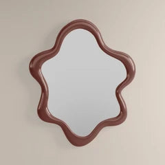Lenny Wavy Wall Mirror, 100 x 83 cm | High Gloss Burgundy
