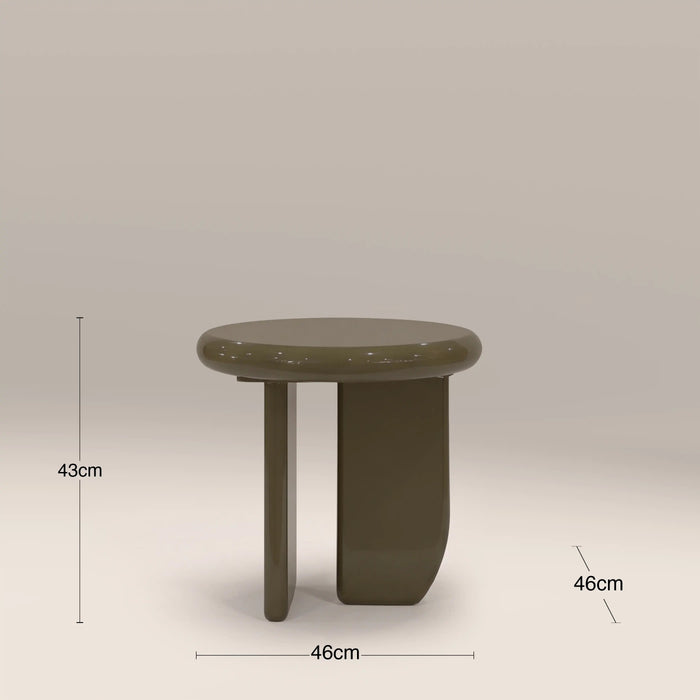 Aliza Round Side Table High Gloss Clay Green