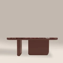 Aliza Rectangle Coffee Table | Maroon Red Marble & High Gloss Burgundy
