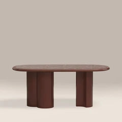 Carson 6 Seat Oval Dining Table | Maroon Red Marble & High Gloss Burgundy