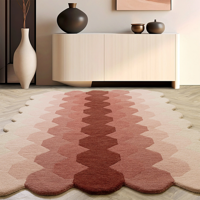 Matrix Hand Tufted Wool Rug Pink