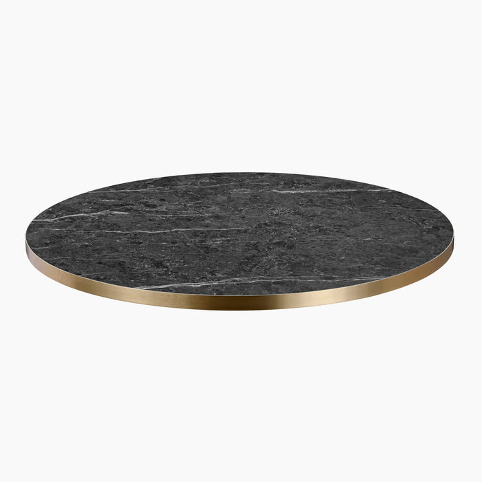 Jonas Round Table Top Black Marble Effect & Brass
