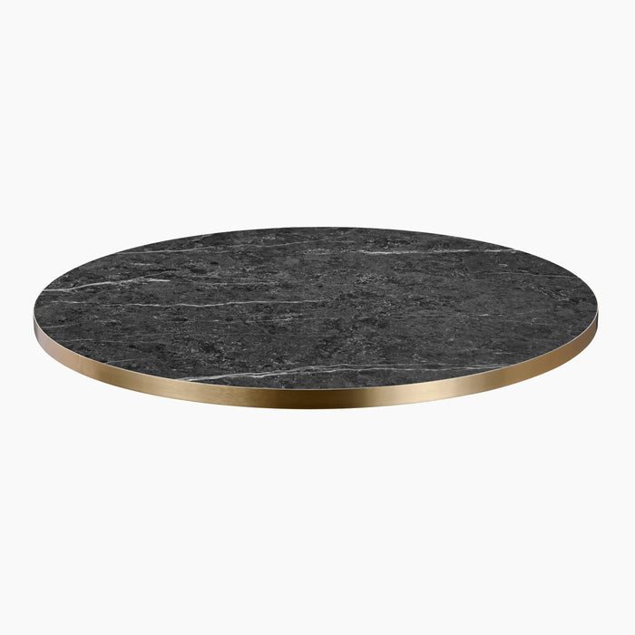 Jonas Round Table Top Black Marble Effect & Brass