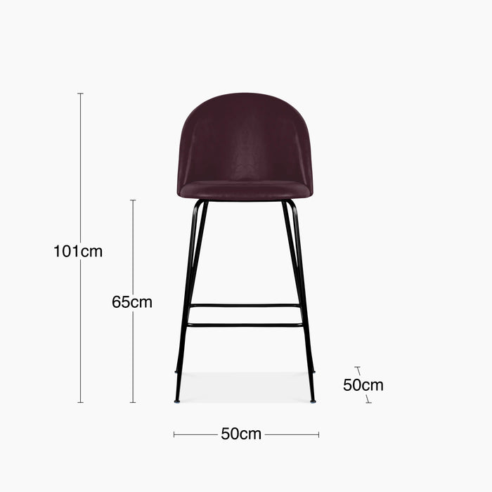 Heather Kitchen Stool | Vintage Dark Red Faux Leather