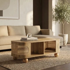 Una Rectangle Wooden Storage Coffee Table | Oak & Cane